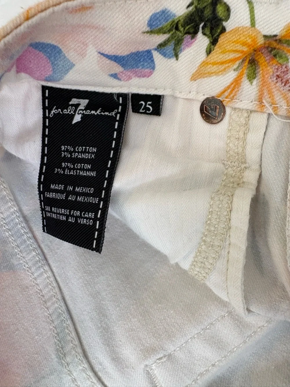7 For All Mankind Seaside Poppy Floral Print Ankle Skinny Jeans Sz:25 - Picture 10 of 10